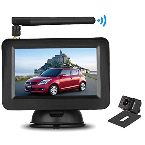 LeeKooLuu F08 HD 무선 후방카메라 and 4.3’’ 모니터 시스템 자동차 ATV SUV UTV Can-Am IP69 방수 6 LED 라이트 나이트 비전 리어 전면 뷰 그리드,격자무늬 라인 DIY 세팅