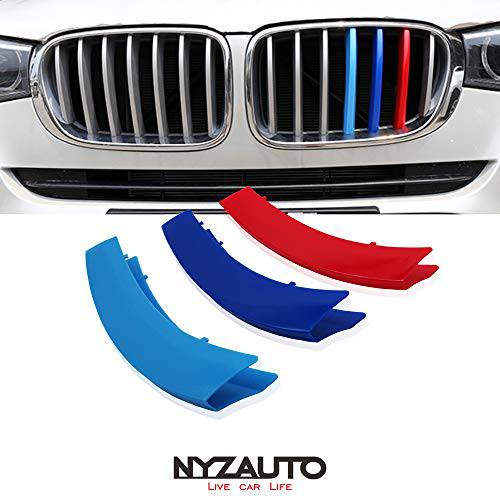 NYZAUTO M-Colored 줄무늬 그릴 트림 호환가능한 2007-2013 BMW E70 X5 and 2008-2012 BMW E71 X6 센터 키드니 그릴판