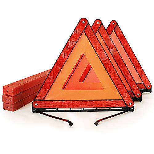 Funlove  폴더블 경고 삼각형 로드 세이프티,안전 삼각대 키트, 3 팩 of 반사 삼각대 사인 스토리지 케이스, 도트 승인