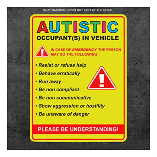 Autistic Occupant in 차량 - 스티커 데칼 자폐성 인식 차량용 트럭 창문