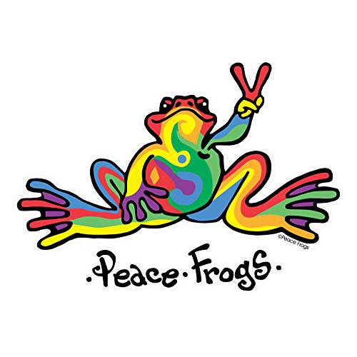 Enjoy It Peace Frogs Multi-Color Peace Frogs 차량용 스티커 아웃도어 Rated 비닐 스티커 데칼 윈도우 범퍼 노트북 or 공예 2 개