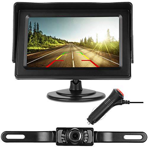 Rohent HD 후방카메라 and 모니터 키트 2 비디오 채널 특허 플레이트 Hitch 후방 뷰 카메라 자동차 트럭 SUV 운전 후방 전면 뷰 관측 시스템 슈퍼 나이트 Vision-R1