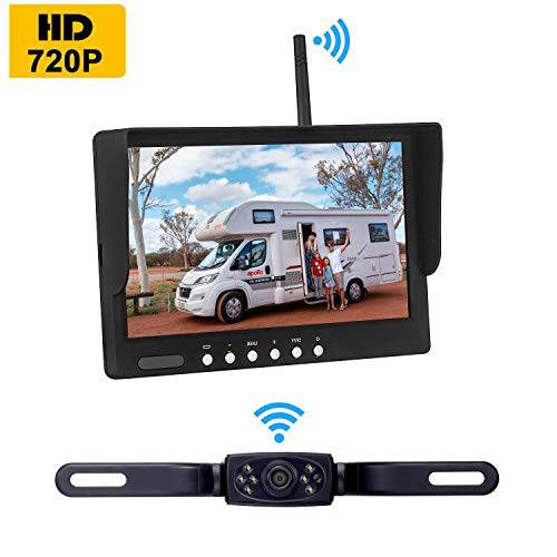 AMTIFO HD 1080P 7 인치 디지털 무선 후방카메라 트럭, 자동차, 밴, 캠퍼, 히치 후방관측 카메라 키트 안정된 신호, DIY 가이드 라인 - AM-W70