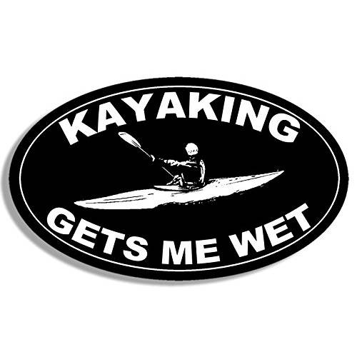 American Vinyl  블랙 타원 카약 GETS ME Wet 스티커 (Yak Funny Kayaker 카약)