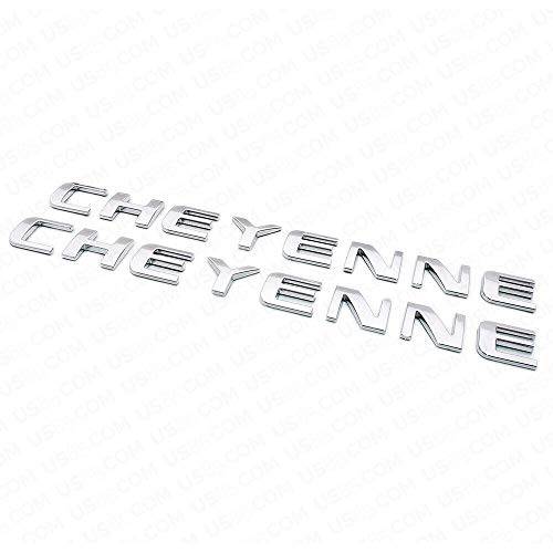 2 팩 Cheyenne 네임플레이트 엠블럼 3D 배지 레터 펜더 테일게이트 배지 로고 트럭 교체용 2007-2014 쉐보레 실버라도 ((크롬))