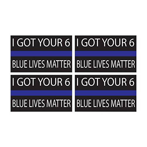 4 팩 Thin 블루 라인 - 블루 Lives Matter 깃발 스티커 5x3” 데칼 범퍼 스티커 지원 Police and Law Enforcement