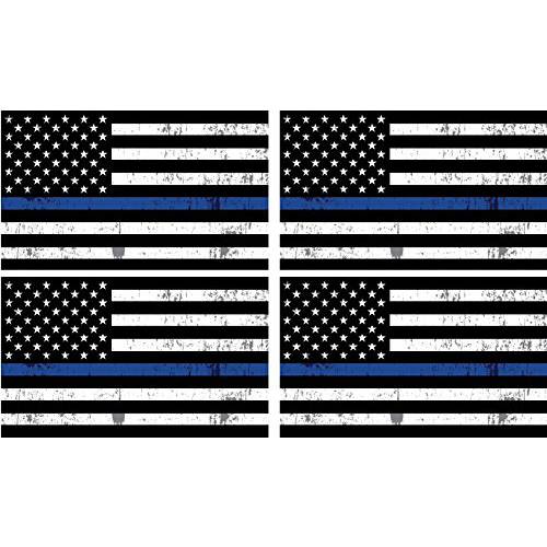 4 팩 ThinBlueLine 블루 Lives Matter 깃발 스티커 차량용 트럭 데칼 선물 지원 Police Officers Law Enforcement 5x3 인치