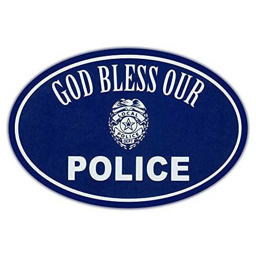 타원 차량용 자석 - God Bless Police - 지원 Law Enforcement - 자석IC 범퍼 스티커