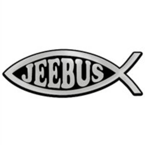 Jeebus 피쉬 Jesus 패러디 플라스틱 오토 엠블렘, 앰블럼 - [Silver][3 3/ 4’’ x 1 1/ 2’’]