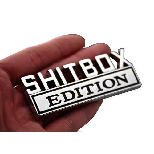 1Pc 메탈 Shitbox 에디션 차량용 엠블렘, 앰블럼 배지 3D 스티커 데칼 호환가능한 F-150 F250 F350 실버라도 1500 2500 3500 (크롬)