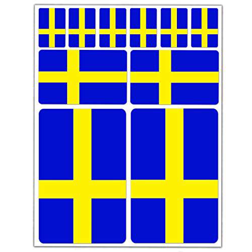 세트 of 10 x 비닐 스티커 데칼,도안 Sweden National Swedish 깃발 차량용 오토바이 D 25