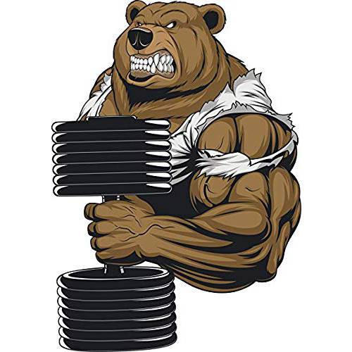 Angry Aggressive Buff Muscular 파워리프팅 운동 동물 카툰 - Bear 아령 트럭 차량용 범퍼 스티커 비닐 데칼 5