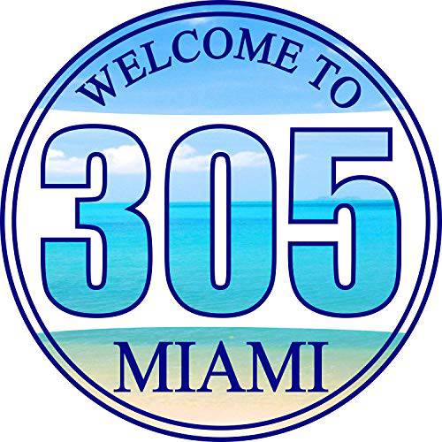 Miami 305 Area 코드 범퍼 스티커 - the South 비치 Hustle 프리미엄 비닐 차량용 데칼 3 x 3 인치 차량용 Auto-Mobile 창문 헬멧 넘버 Dade County MIA 타운 시티 Local 홈 숫자+  보다나은 Than 마그넷