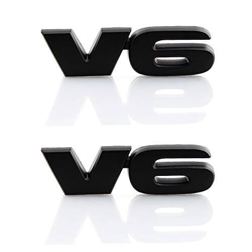 CARRUN 2PC 3D V6 엠블렘, 앰블럼 메탈 배지 데칼 자동차 펜더 트렁크 4Runner 타코마 세쿼이아 (블랙)