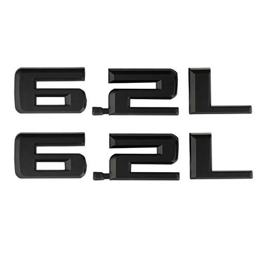 2pcs New 6.2L 네임플레이트 레터 엠블럼 3D 후드 배지 로고 교체용 2019-2021 실버라도 쉐보레 1500HD 2500HD (매트 블랙)