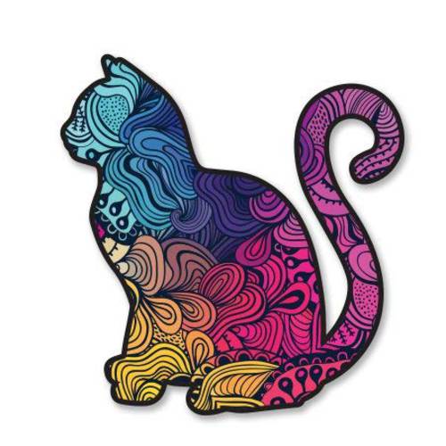 AK Wall Art  고양이 Colorful 패턴 귀여운 트렌디 비닐 스티커 - 자동차 창문 범퍼 노트북 - 셀렉트 사이즈