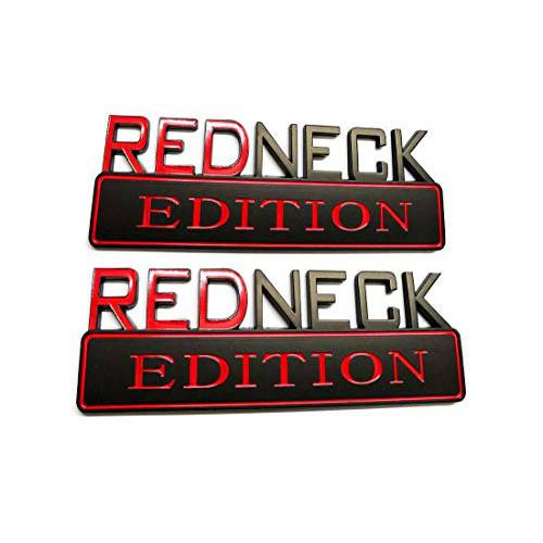 큰 사이즈 블랙/ 레드 OEM Redneck 에디션 엠블렘, 앰블럼 3D 도어 펜더 테일게이트 배지 네임플레이트 교체용 F150 F250 F350 실버라도 ((2 Pcs))