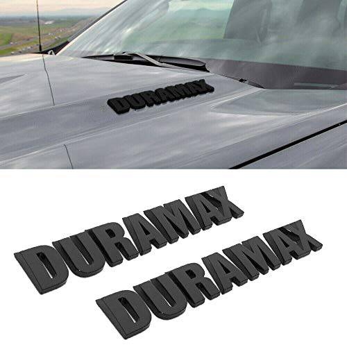2 x DURAMAX 후드 레터 로고 엠블렘, 앰블럼 배지 접착 네임플레이트 교체용 쉐보레 실버라도 1500 (매트 블랙)