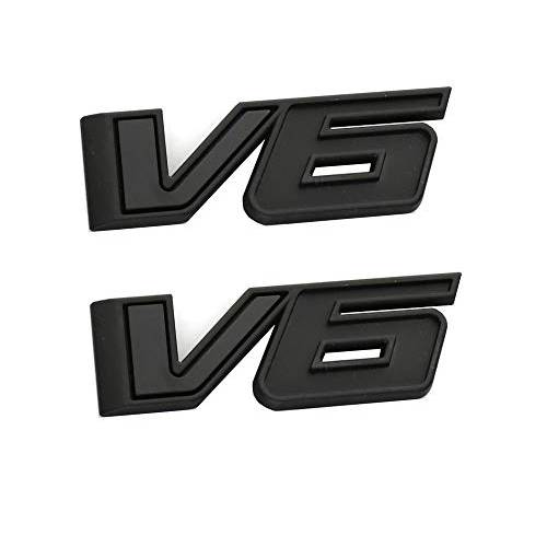 2pcs V6 엠블럼 3D 데칼 자동차 네임플레이트 스티커 배지 교체용 17-21 캐니언 콜로라도 (매트 블랙)