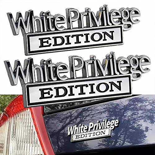 화이트 Privilege 에디션 엠블렘, 앰블럼 [2pcs]- Badgeslide The Original 화이트 Privilege 에디션 엠블렘, 앰블럼 펜더 배지 자동차 데칼 스티커 크롬 블랙 (2pcs (Save 5 USD), 실버)
