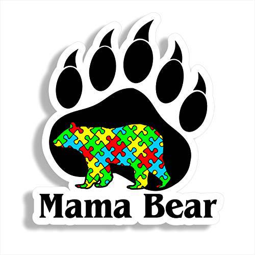자폐성 Mama Bear 비닐 Paw 데칼 | 스티커 자동차, 노트북,  물병, 워터보틀 | Grizzly 컵 차량 창문 그래픽