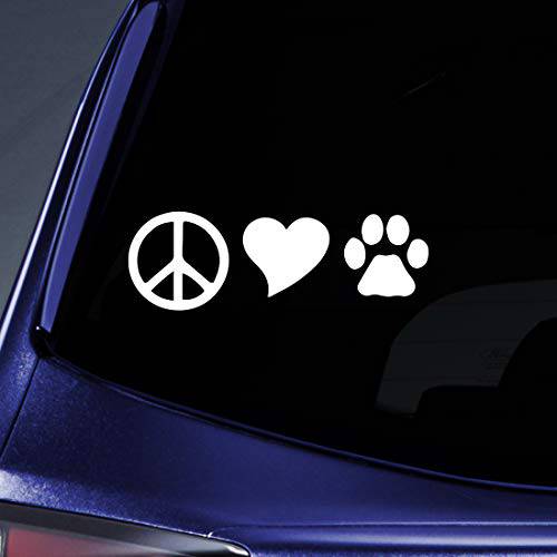 Bargain 맥스 데칼, 도안 - Peace, Love, 개 스티커 데칼 노트북 자동차 노트북 6 (화이트)