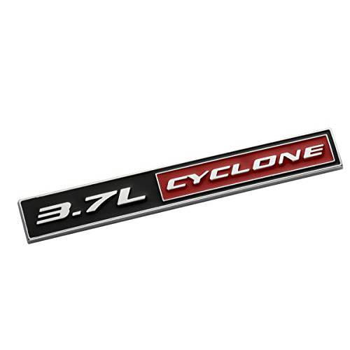 1pcs 3.7L Cyclone 엠블렘, 앰블럼 교체용 2011-2020 머스탱 V6 3.7L Cyclone 배지 (크롬/ 레드)