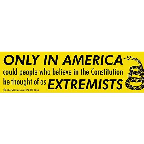 Only in America Could People Who Believe in The Constitution Be Thought of as Extremists - 범퍼 스티커/ 데칼 (10.5” X 3”)