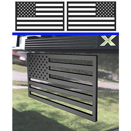 3D 아메리칸 깃발 엠블렘, 앰블럼 데칼 Cut-Out, 두께 3 mm, 자동차, 트럭 or SUV, 5x3(Matte 블랙 1 쌍, 세트)