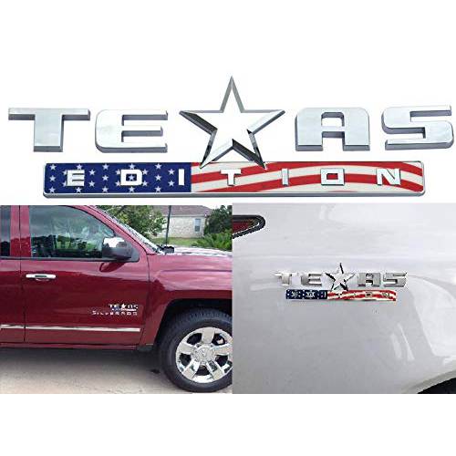 Muzzys 아메리칸 깃발 Texas 에디션 엠블렘, 앰블럼 배지 3M 범용 부착형, 스티커, FITS 실버라도, 시에라, 툰드라, 타코마, 펜더, 테일게이트, 도어, 자동차, 트럭, 레드 화이트 AND 블루