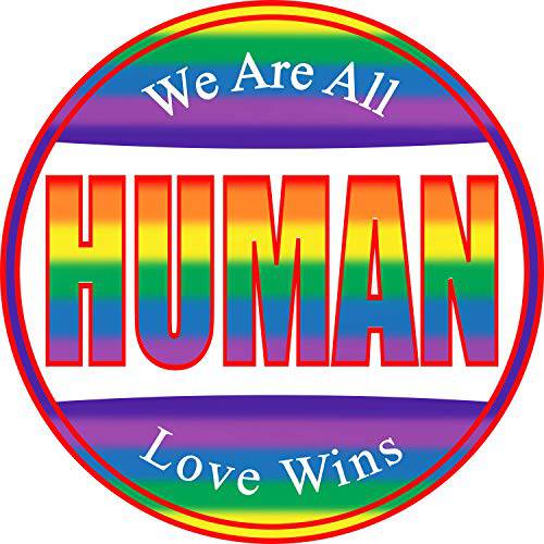 LGBT We are 모든 인간 레인보우 Gay Pride Bumper-Sticker - Love Wins 프리미엄 비닐 데칼 3 X 3 | 자동차 오토 창문 물병, 워터보틀 미러 Hydro-Flask LGBTQ 사인+  보다나은 Than 마그넷 스틱,막대 Anywhere