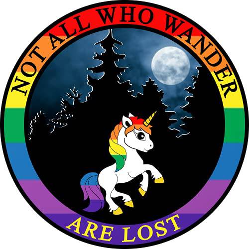 LGBT Unicorn Wanderer 범퍼 스티커 - Gay Pride 프리미엄 비닐 데칼 3 x 3 인치 | 자동차 오토 창문 물병, 워터보틀 Hydro-Flask 양 트랜스 LGBTQ- IA 사인+  보다나은 Than 마그넷 스틱,막대 Anywhere