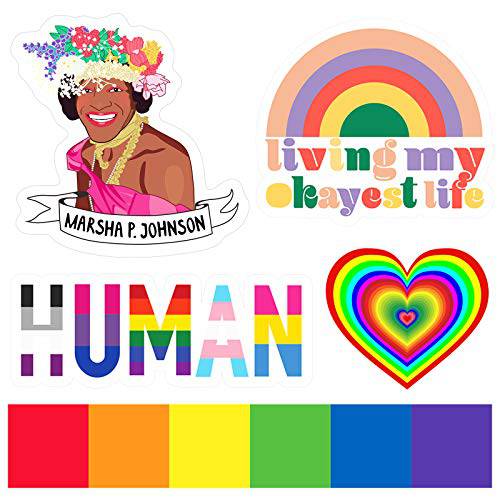 QSUM Pride 스티커 자동차, LGBT Funny 범퍼 스티커 10pcs, 비닐 방수 지원 Love 인간 Five 여러 스티커 디자인
