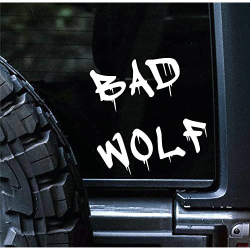 일몰 그래픽&  데칼, 도안 Dr Who Inspired Bad Wolf 비닐 데칼 비닐 자동차 스티커 | 자동차 트럭 밴 벽 노트북 | 화이트 | 5.5 인치 | SGD000171