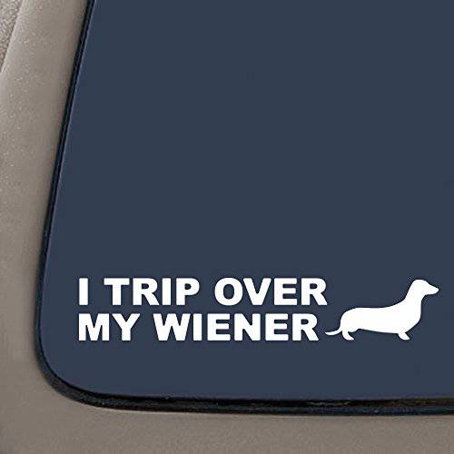 NI153 I 여행 over my wiener - 닥스훈트 wiener 강아지 스티커 funny 데칼 강아지 - 자동차 트럭 노트북 앞발 | 7 X 1.3