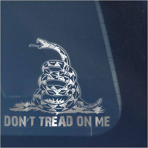 Don’t Tread on Me 클리어 비닐 데칼 스티커 창문, Gadsden 깃발 사인 아트 프린트 Design-Metallic 실버