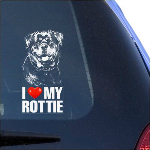 I Love My Rottie 클리어 비닐 데칼 스티커 창문, Rottweiler 강아지 사인 아트 프린트