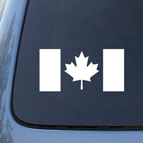 CMI554 캐나다 깃발 CANADIAN Die Cut 비닐 자동차 데칼 스티커 자동차 창문 범퍼 트럭 노트북 아이패드 노트북 컴퓨터 스케이트 보드 오토바이 | 프리미엄 화이트 비닐 데칼 | 5.8 X 2.9