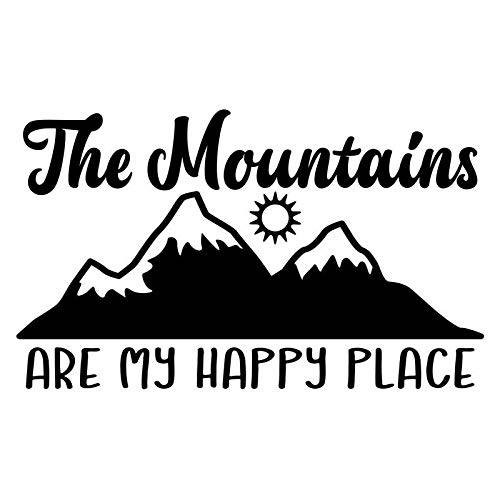 The Mountains are My 해피 Place 비닐 데칼 스티커 | 자동차 트럭 밴 SUV 벽 컵 노트북 | 5 인치 | 블랙 | KCD2699B