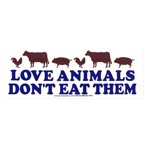 Peace Resource Project Love 동물, Don’t Eat Them - Vegetarian 비건 범퍼 스티커/ 데칼 (7.25 X 2.63)