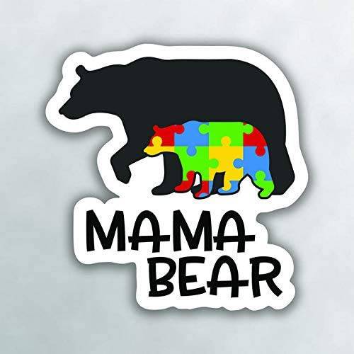 스마트 자폐성 Mama Bear 비닐 데칼 스티커 - 자동차 트럭 밴 SUV 창문 벽면 컵 노트북 - 사이즈 5.5 인치 데칼