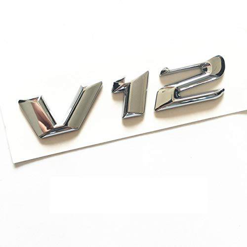 3D 샤프 폰트 글자 V12 엠블렘, 앰블럼 배지 메르세데스 벤츠 AMG 펜더 사이드 로고 자동차 스타일링 Refitting 스티커 블랙 레드 크롬 (V12 크롬 실버)