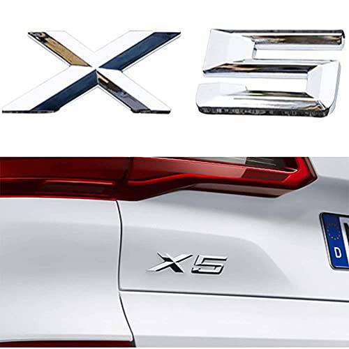 3D 자동차 스티커 X5 자동차 레터 배지 부트 리드 트렁크 배지 ABS 엠블렘, 앰블럼 데칼 (X5 실버)