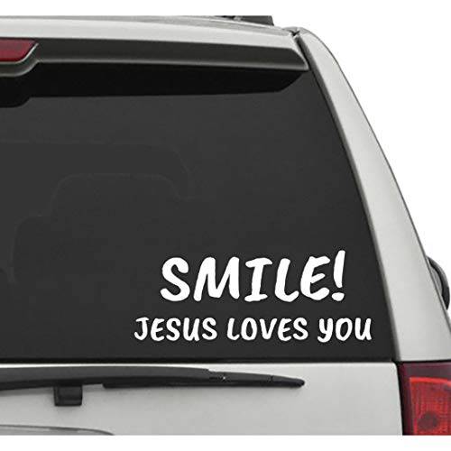 찾다.목표물탐색 레이싱 Smile Jesus Loves You 차량 데칼 자동차 트럭 창문 범퍼 스티커 GOD Jesus Religion