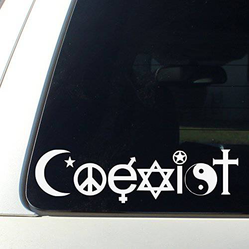커스터마이즈 오른쪽 Coexist 데칼 스티커 비닐 범퍼 - Christian 이슬람교도 불교 After Life 스타 댄스 Peace Pride