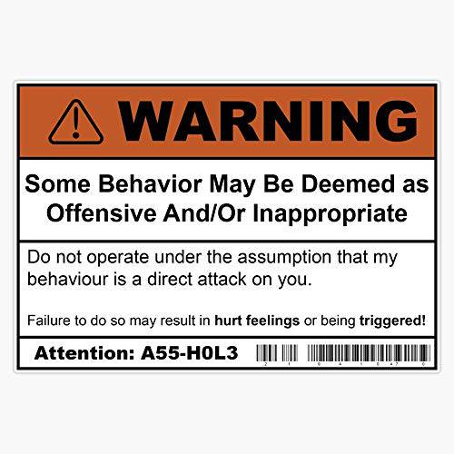 경고: Offensive Behaviour 비닐 방수 스티커 데칼 자동차 노트북 벽면 창문 범퍼 스티커 5