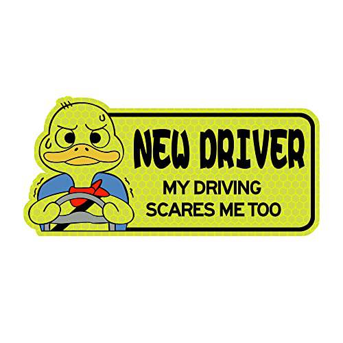 반사 New 드라이버 스티커,  초보운전 데칼 자동차, 차량 유지 거리 사인 범퍼 Funny Duck Sticker-Yellow