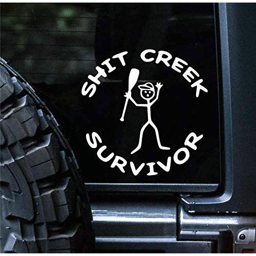 일몰 그래픽&  데칼, 도안 Shit Creek Survivor 데칼 비닐 자동차 스티커 Funny | 자동차 트럭 밴 벽 노트북 | 화이트 | 5 인치 | SGD000142