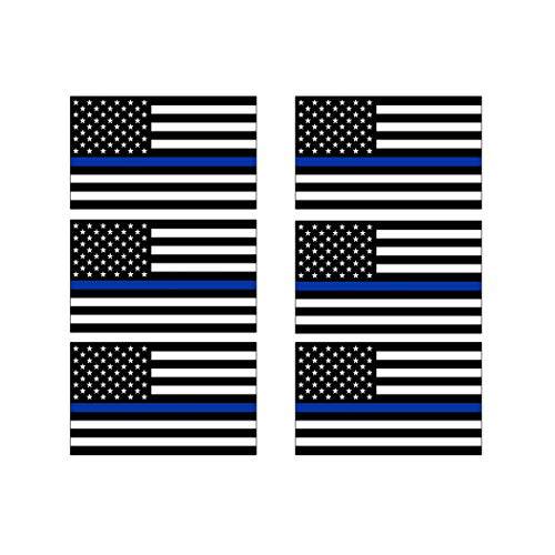 ThinBlueLine 블루 Lives Matter 깃발 스티커 비닐 데칼 지원 of Police and Law Enforcement Officers 6 팩