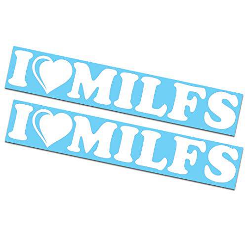2 팩 - I Love Milfs | 창문 데칼/  스티커 1.5x9